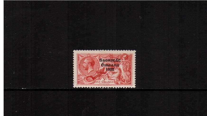 5/- ''Seahorse'' Narrow Date Overprint very lightly mounted mint with excellent centering. 

