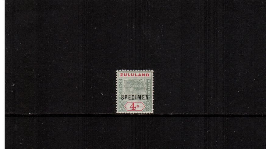 4/- Green and Carmine<br/>
A superb unmounted mint single overprinted ''SPECIMEN''.
<br><b>XLX</b>