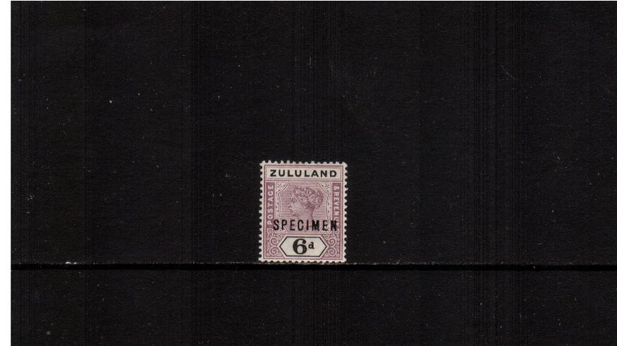 6d Dull Mauve and Black<br/>
A very fine lightly mounted mint single overprinted ''SPECIMEN''
<br><b>XLX</b>