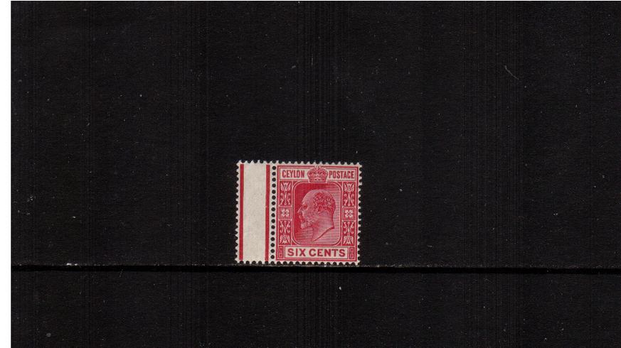 6c Carmine - Watermark Crown CA<br/>A left side part gutter single superb unmounted mint.
<br><b>XMX</b>