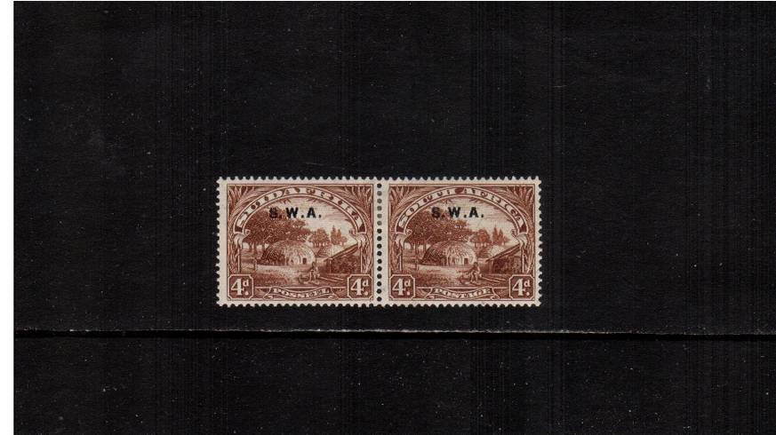 4d Brown pair - Perforation 14x13<br/>lightly mounted mint.<br/><b>XTX</b>