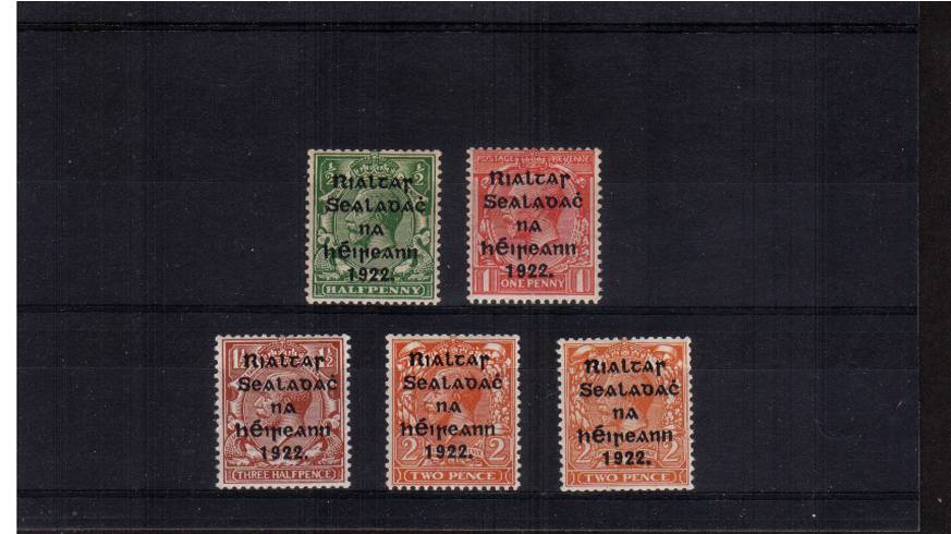 The coils set of five overprinted by Harrison.<br/>A fine lightly mounted mint set. 
<br/><b>XUX</b>