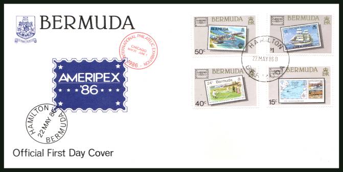 ''Ameripex '86'' International Stamp Exhibition <br/>A superb unaddressed illustrated First Day Cover offered at the value of the used stamps alone. 
