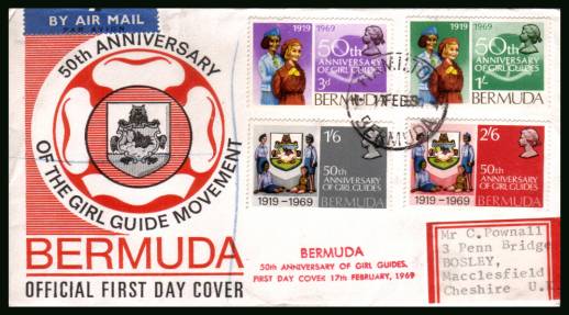50th Anniversary of Bermuda Girl Guides<br/>A label addressed colour illustrated First Day Cover
