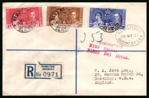 Coronation
<br/>on a plain REGISTERED First Day Cover