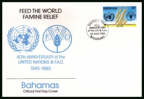 40th Anniversary of United Nations<br/>on an unaddressed illustrated FDC 

