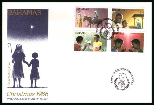 Christmas - International Peace Year<br/>on an unaddressed illustrated FDC 
