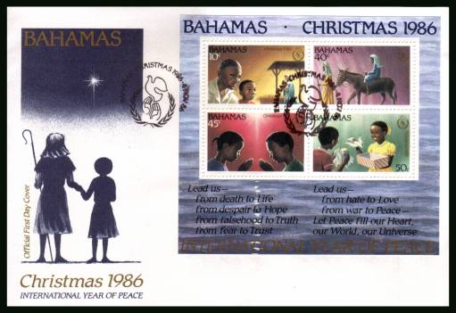 Christmas - International Peace Year<br/>on an unaddressed illustrated FDC 
