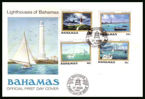 Lighthouses<br/>on an unaddressed illustrated FDC 
