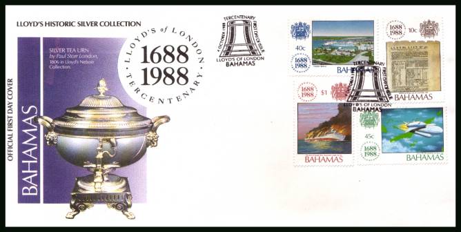 300th Anniversary of Lloyd's of London<br/>on an unaddressed illustrated FDC 
