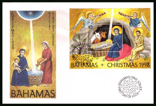 Christmas minisheet<br/>on an unaddressed illustrated FDC 

