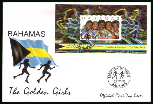 ''The Golden Girls'' Atheletic champions minisheet<br/>on an unaddressed illustrated FDC 
