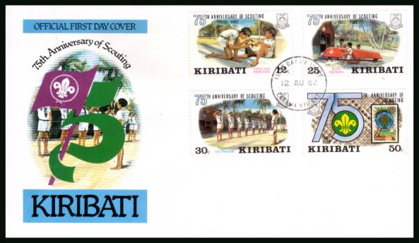 75th Anniversary of Boy Scouts Movement<br/>on an unaddressed official First Day Cover.
