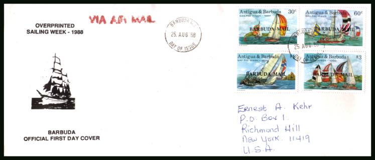 Sailing Week<br/>on a hand addressed First Day Cover to New York USA