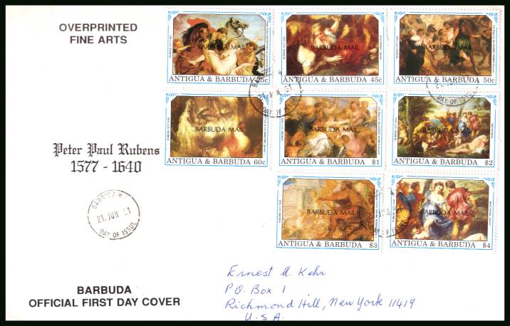 350th Death Anniversary of Rubens<br/>on a hand addressed First Day Cover to New York USA