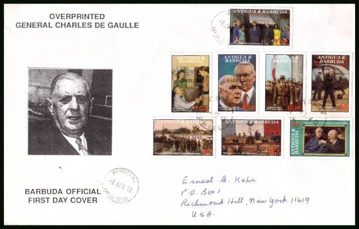 Birth Centenary of Charles de Gaulle<br/>on a hand addressed First Day Cover to New York USA