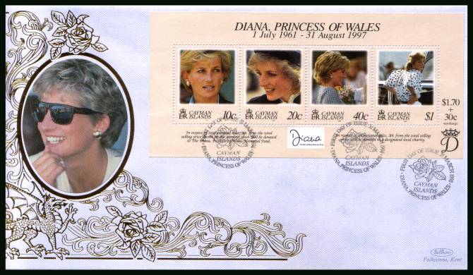 Diana, Princess of Wales Commemoration<br/>
the minisheet on a BENHAM ''Silk'' First Day Cover