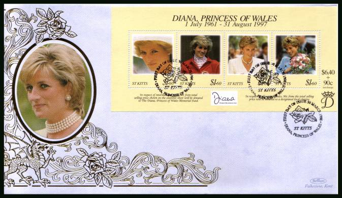 Diana, Princess of Wales Commemoration<br/>
the minisheet on a BENHAM ''Silk'' First Day Cover