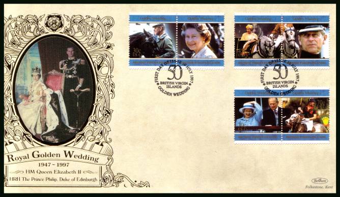 Royal Golden Wedding set of six<br/>
on a BENHAM ''Silk'' First Day Cover