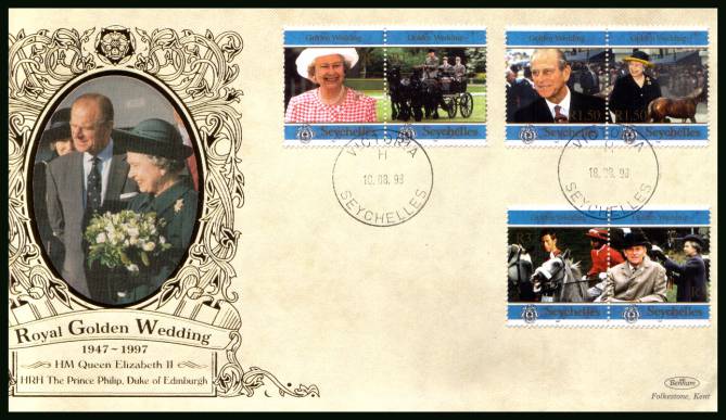 Royal Golden Wedding set of six<br/>
on a BENHAM ''Silk'' First Day Cover