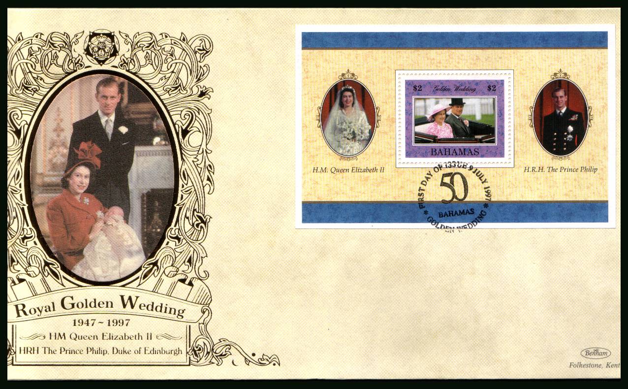 Royal Golden Wedding minisheet<br/>
on a BENHAM ''Silk'' First Day Cover