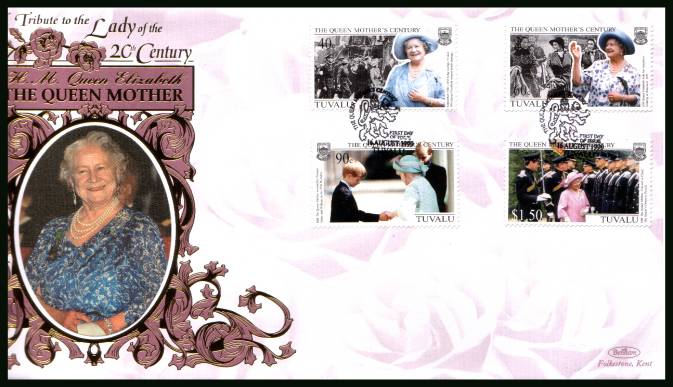 The Queen Mother's Century set of four<br/>
on a BENHAM ''Silk'' First Day Cover