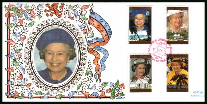 70th Birthday of The Queen set of four<br/>
on a BENHAM ''Silk'' First Day Cover