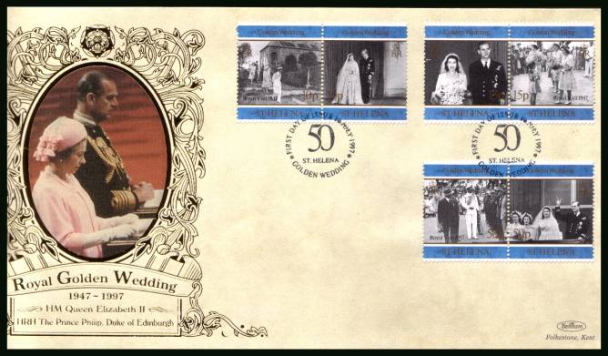 Royal Golden Wedding set of six<br/>
on a BENHAM ''Silk'' First Day Cover