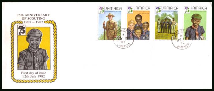 75th Anniversary of Boy Scouts Movement<br/>on an official unaddressed First Day Cover.