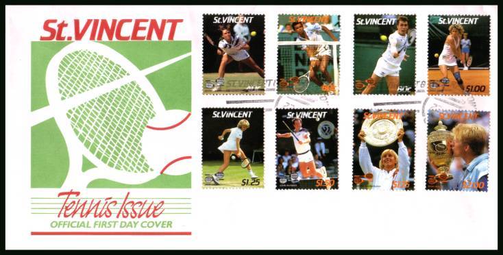 International Lawn Tennis Players set of eight<br/>on an unaddressed official First Day Cover
