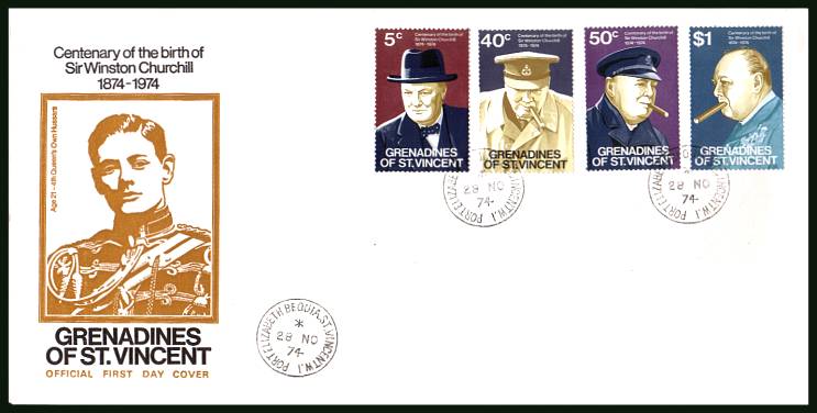 Centenary of Sir Winston Churchill<br/>on an unaddressed official First Day Cover