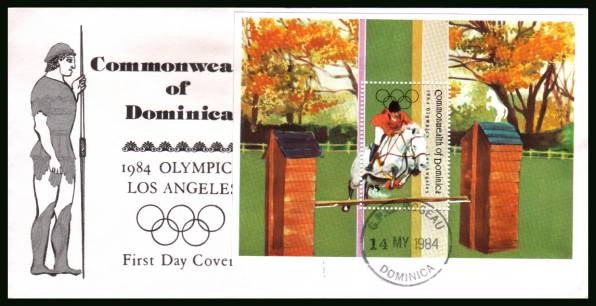 Olympic Games - Los Angeles minisheet<br/>on an unaddressed First Day Cover