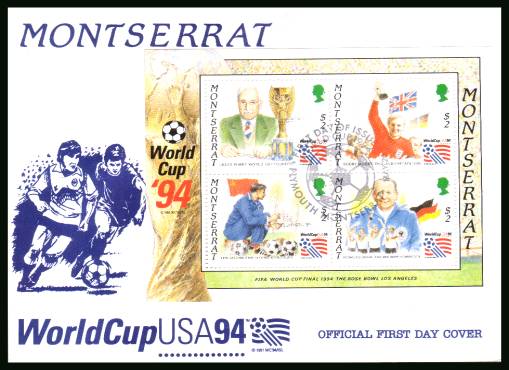 World Cup Football - USA minisheet<br/>on an unaddressed First Day Cover