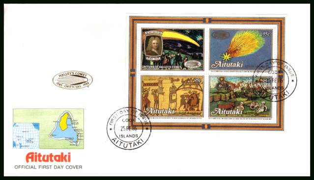 Appearance of Hallet's Comet - 2nd Issue - minisheet
<br/>on an illustrated unaddressed First Day Cover 

