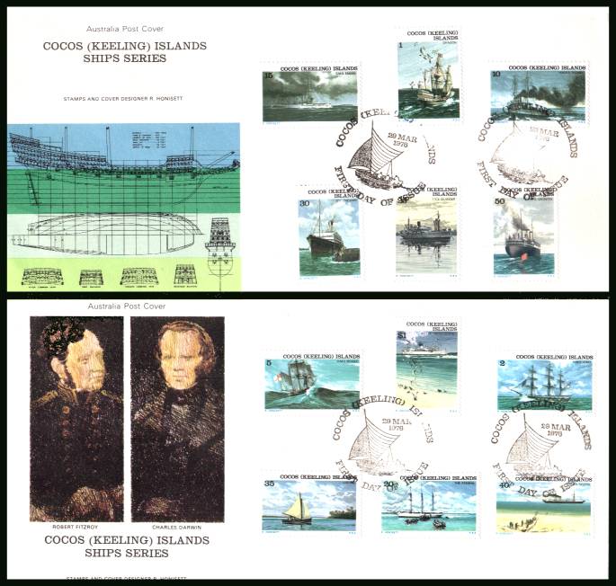 Ships definitive set of twelve <br/>on two illustrated unaddressed First Day Covers 

