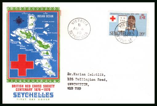 Centenary of British Red Cross single value.<br/>on a typed addressed illustrated First Day Cover