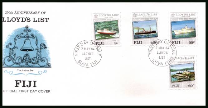250th Anniversary of Lloyd's List<br/>on an unaddressed illustrated First Day Cover