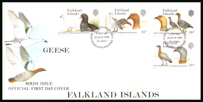 Falkland Island Geese<br/>on a PORT STANLEY cancelled  unaddressed official full colour First Day Cover