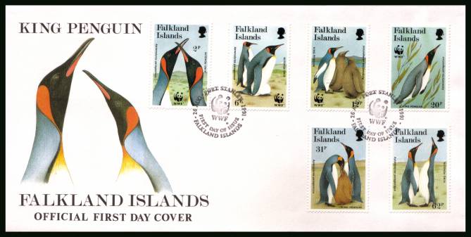 Endangered Species - King Penguin<br/>on a PORT STANLEY cancelled unaddressed official full colour First Day Cover
