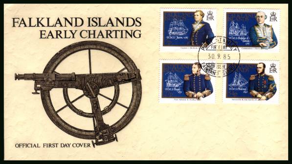 Early Charting - Cartographers<br/>on an PORT STANLEY cancel unaddressed official full colour First Day Cover