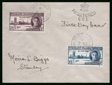 Victory set of two<br/>
on a hand addressed plain First Day Cover