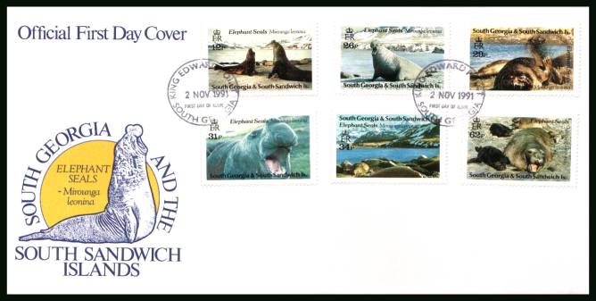 Elephant Seals<br/>on an official unaddressed official First Day Cover