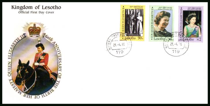 60th Birthday of The Queen<br/>on an unaddressed official illustrated First Day Cover