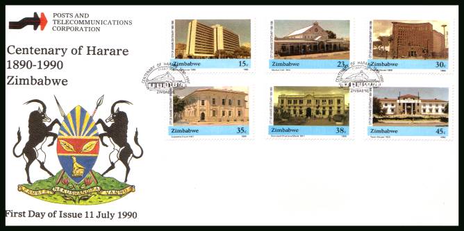 Centenary of the City of Harare<br/>on an official unaddressed First Day Cover with special cancel.