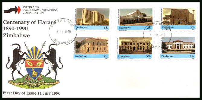 Centenary of the City of Harare
<br/>on an official unaddressed First Day Cover with regular cancel