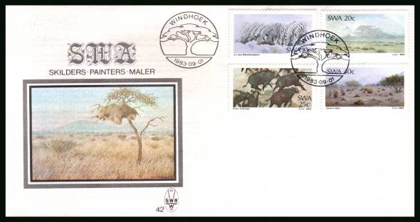 Painters of South West Africa<br/>on an official unaddressed First Day Cover<br/>Cover number:42