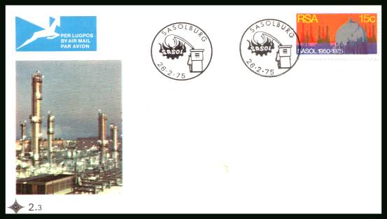 SASOL - South African Oil and Gas Corporation<br/>on an official unaddressed First Day Cover
<br/>Cover number:2.3