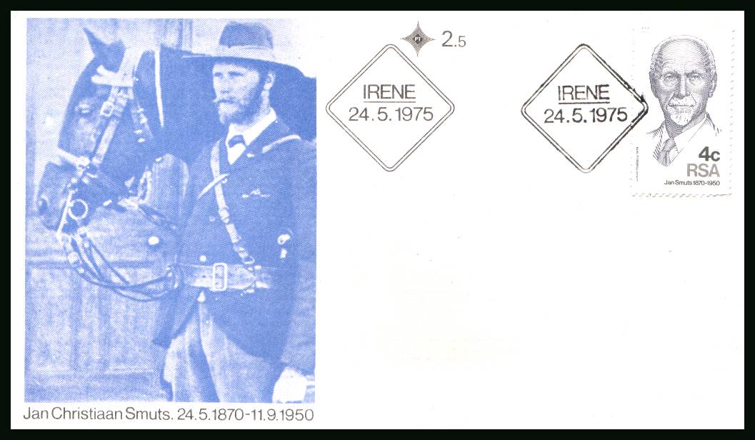 Jan Smuts<br/>on an official unaddressed First Day Cover
<br/>Cover number:2.5