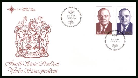 President Vorster<br/>on an official unaddressed First Day Cover
<br/>Cover number:3.10