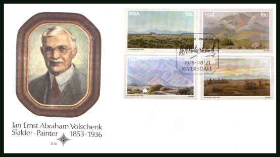 Birth Anniversary of J.E.A.Volschenk - Painter<br/>on an official unaddressed First Day Cover
<br/>Cover number:3.10